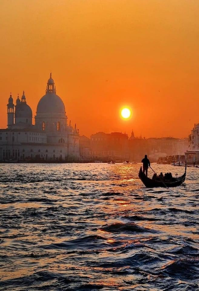 Venice gondola at sunset